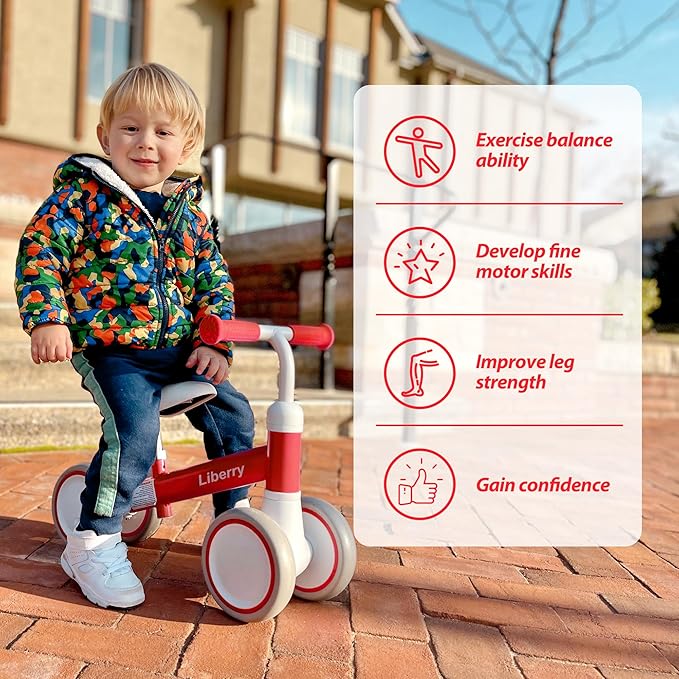 Liberry Baby Balance Bike with Adjustable Seat, Toddler First Ride-On Toy for 1-2 Year Old, Boys Girls Christmas & Birthday Gift