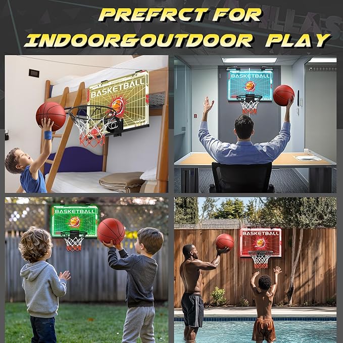 EagleStone Kids Indoor Basketball Hoop, 4 Balls Mini Basketball Toy for Toddlers