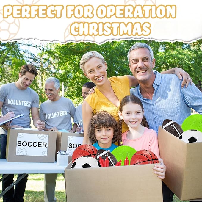 Sports Balls with Pump for Kids 5" Basketball, 5" Soccer, 5" Playground Ball, 6.3" Football for Indoor Outdoor Play Games Gifts