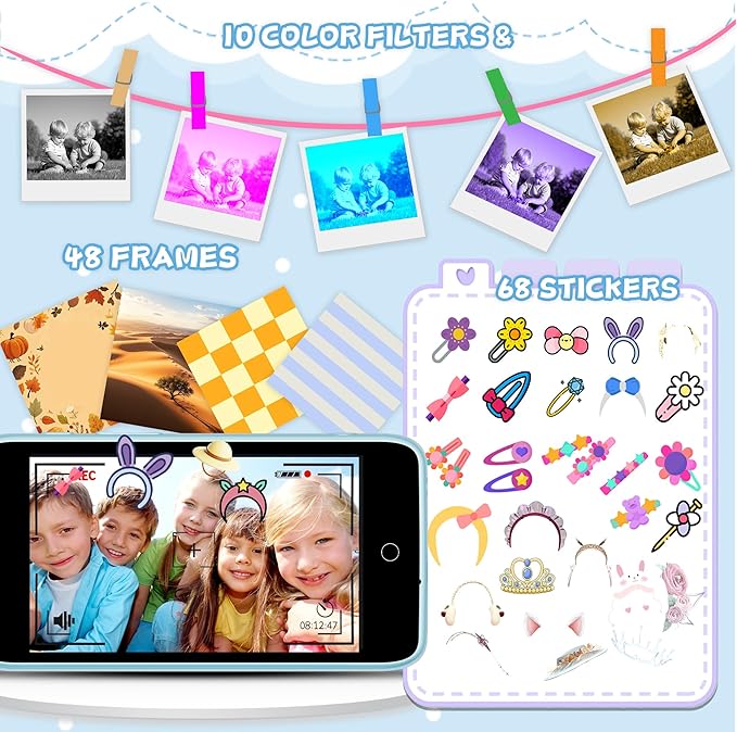 Digital Camera for Kids and Starters, AI Camera with Dual Lens, Cameras for Photography with WiFi, 3.97IN Digital Camera Toys for Toddler Birthday Gifts(Blue)