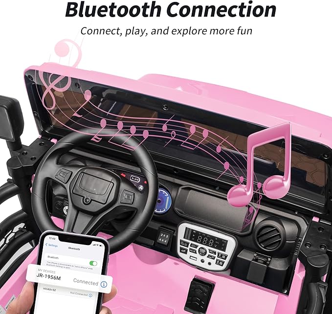 2 Seater Ride on Electric Car, 12V Ride on Toy Car for Kids 4-8 w/Remote Control, EVA Tires - Light Pink