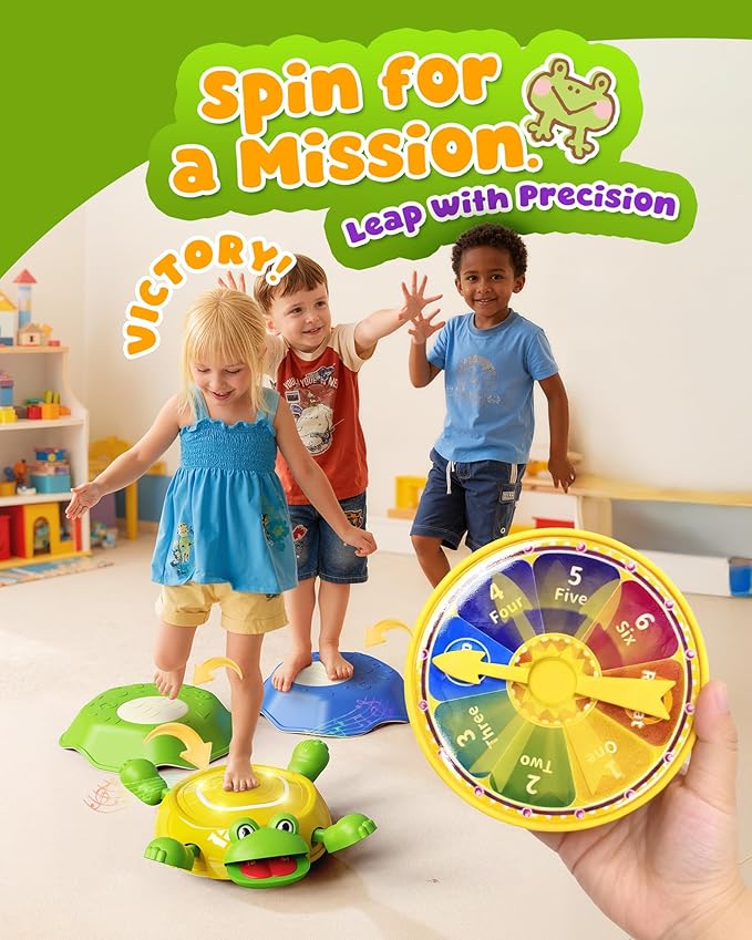 KOKODI Stepping Stones for Kids with Interactive Expression,LED Sensory Toys with Liftable Limbs & Expressive Face,Toddler Balance Coordinated Game,Indoor & Outdoor Playset for Kids Aged 3+