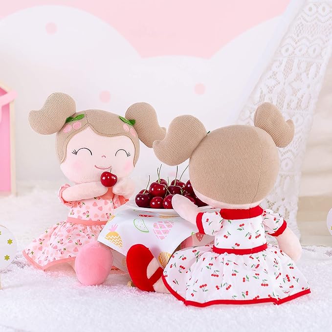 Gloveleya Baby Doll Girl Gifts Plush Toys Soft Dolls Baby Gifts Cherry Girl Red 15 Inches with Gift Box New
