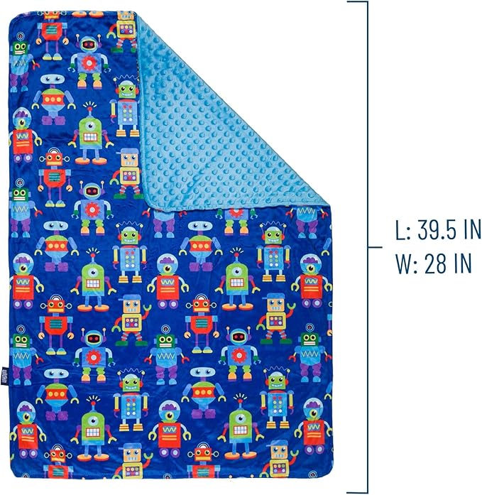 Wildkin Plush Baby Blanket – Soft & Cozy Comfort, Ideal for Toddlers, Travel & Daycare - Robots