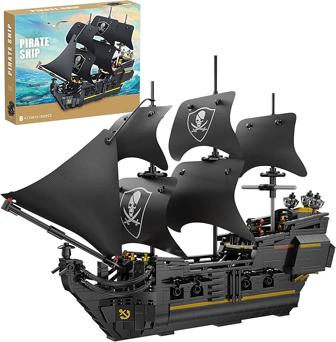 Pirate Ship Building Blocks Sets,MOC Black Pearl Ship Building Toys,Pirate Boat Collectible Display for Home or Office Decor,Christmas Birthday Gift for Adults & Boys 8-14(921Pcs)
