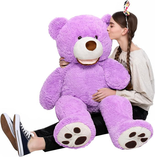 MorisMos Giant Teddy Bear, 39inch Large Stuffed Animals with Big Footprints Plush Stuffed Bears Gift for Kids, Purple