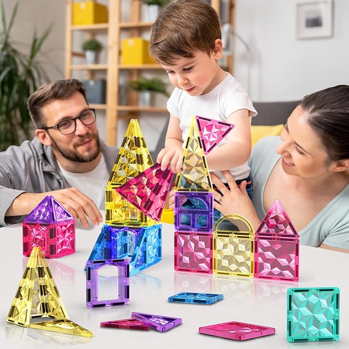 Jasonwell Magnetic Tiles Kids Magnetic Blocks 110PCS Building Sets 3D Magnet Toys Preschool Educational Construction STEM Toy Christmas Birthday Gifts for Toddlers Boys Girls 3 4 5 6 7 8 9 + Year Old
