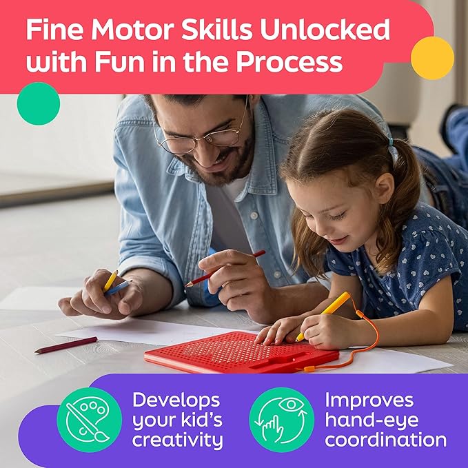 Magnetic Drawing Board for Kids & Toddlers with Beads and Magnet Stylus Pen - Magnetic Tablet Toy for Airplane & Car Ride Activities for Kids