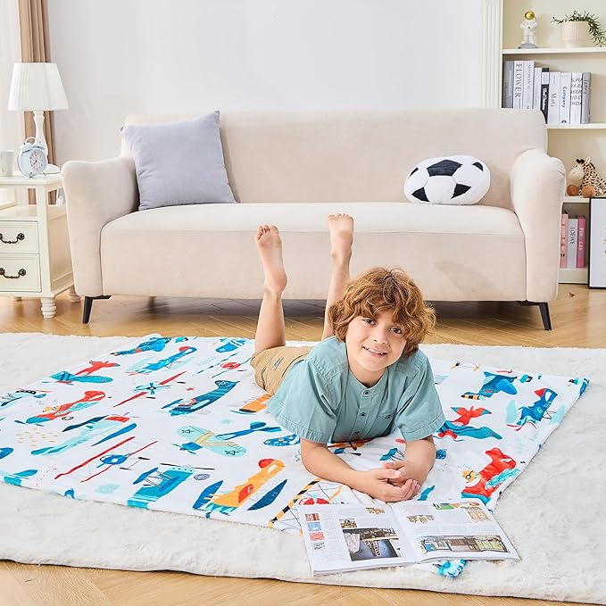 Wajade Airplane Blanket for Boys Soft Fleece Cute Aircraft Blanket for Couch Sofa Bedroom Fuzzy Flannel Blankets Birthday for Kids Boys 60"x80"