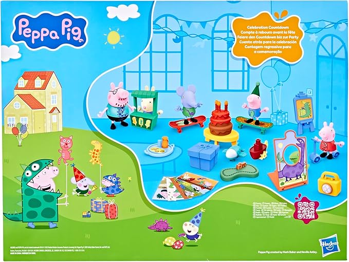 Peppa Pig George's Party Advent Calendar with 24 Surprise Toys and Stickers Including 5 Figures, Preschool Toys for Girls and Boys, Kids, Ages 3+ (Amazon Exclusive)