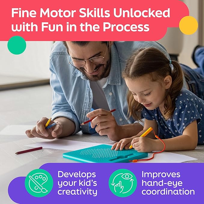 Magnetic Drawing Board for Kids & Toddlers with Beads and Magnet Stylus Pen - Magnetic Tablet Toy for Airplane & Car Ride Activities for Kids