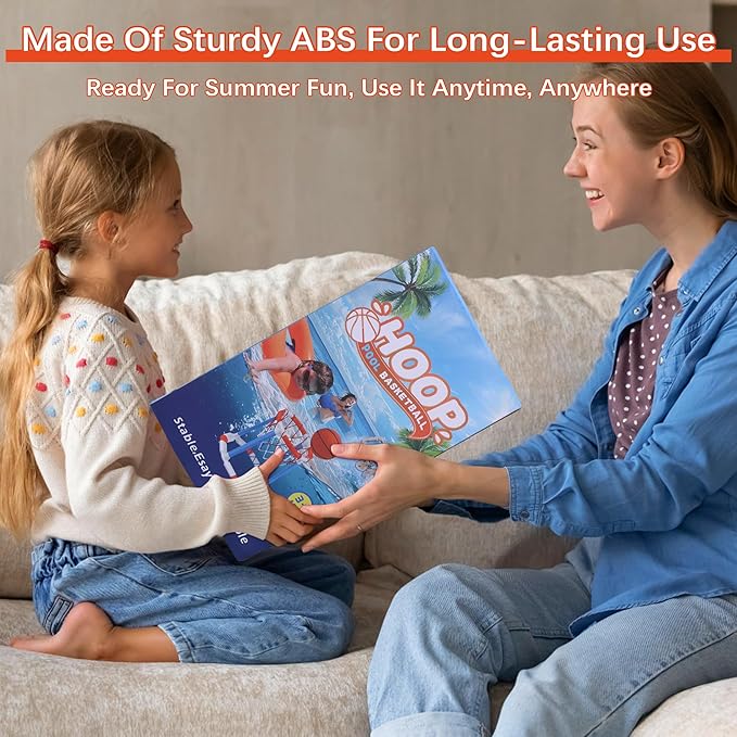 Pool Basketball Hoop Floating Set, Pool Toys and Pool Games for Kids and Adults, Durable Basketball Hoop with Balls Pump for Pool, Outdoor Swimming Water Play Family Party, Pool Basketball for Summer