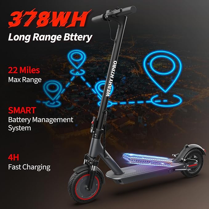 WERHY Electric Scooter, 350W/500W Motor, Top Speed 19/22 mph, Max 16/23/25/28Miles Ranges, Foldable E Scooter for Adults