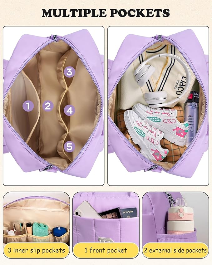 9 Year Old Girl Birthday Gifts-Birthday Gift for Women Girl-Initial Duffle Bag, Carry On Bags for Women，Overnight Bag with Wet Pocket，Travel Bags Personalized Gym Tote with Makeup Pouch