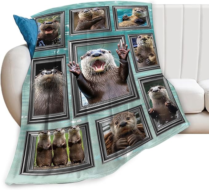 Otter Blanket Fleece Soft Warm Plush Sea Otter Throw Blanket Lightweight Plush Fuzzy Cozy Blankets for Lover Kids Adult Suitable for Couch Sofa Bed 60"X50"