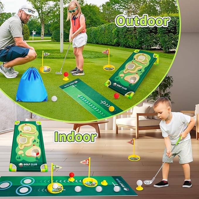 Toddler Golf Clubs Set - Upgraded Kids Golf Toys, Adjustable Toddler Golf Set with Scorecard, Storage Bag, Indoor and Outdoor Yard Game Gifts for 2 3 4 5 6 7 8 Year Olds Boys Girls