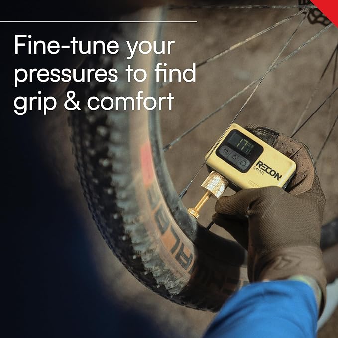 VIAIR Recon Mini - Premium Portable Air Compressor for Cyclists - Digital Tire Pressure Gauge with 120 PSI - for Road, Gravel & Mountain Bike Tires - Brushless Motor, Lithium Batteries & Presta Head