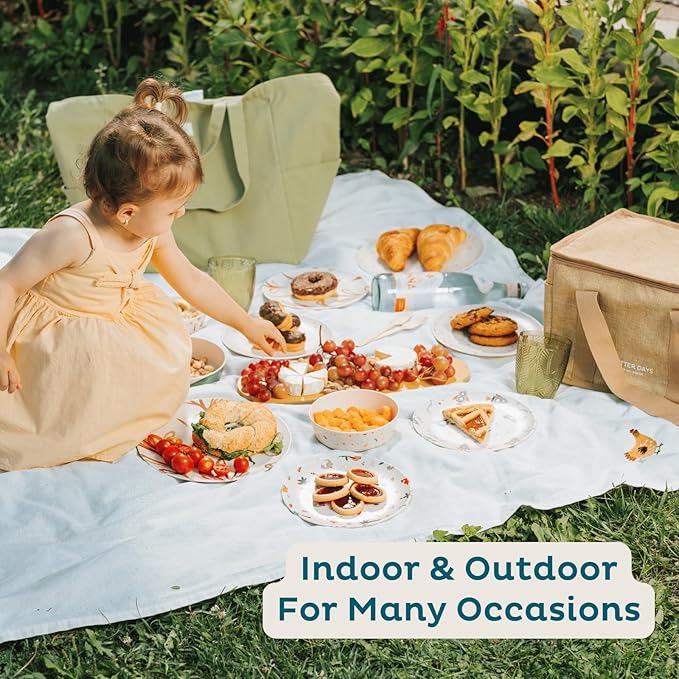 Nook Theory 4 Pack Reusable Bamboo Plates - Non-Toxic Toddler and Kids Plate, Dishwasher Safe, Not Microwavable Dinnerware (Fiesta 10")