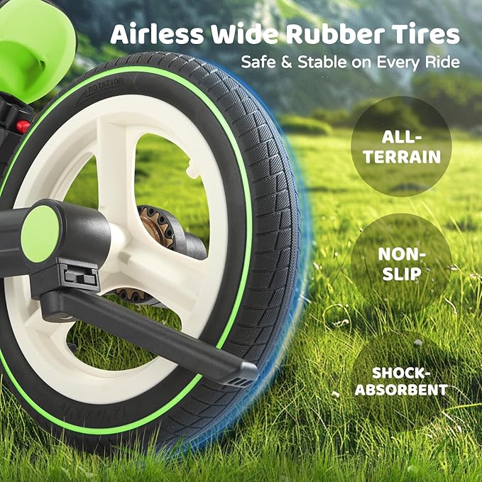 JMMD Toddler Bike with Push Handle for Kids 18-60 Months, 6 in 1 Foldable Push Bike with Training Wheels, Pedals, Brakes, Kickstand, Kid Balance Bike Gift & Toys for Boy & Girl