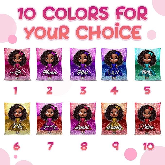 Personalized Baby Blanket, Custom Photo Kids Blanket with Name, Cute Glitter Dress Design, Soft Plush Throw Blanket, for Baby Girl