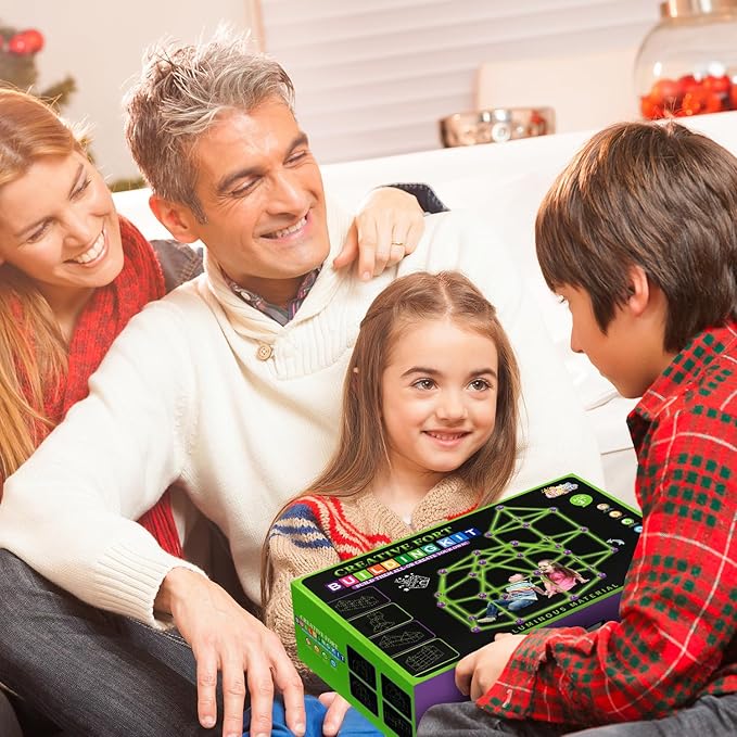 Glow In The Dark Fort Building Kit for Kids,STEM Construction Toys, Educational Gift for 4 5 6 7 8 9 10 11 12 Years Old Boys and Girls,Ultimate Creative Set for Indoor & Outdoors Activity,140 Pcs