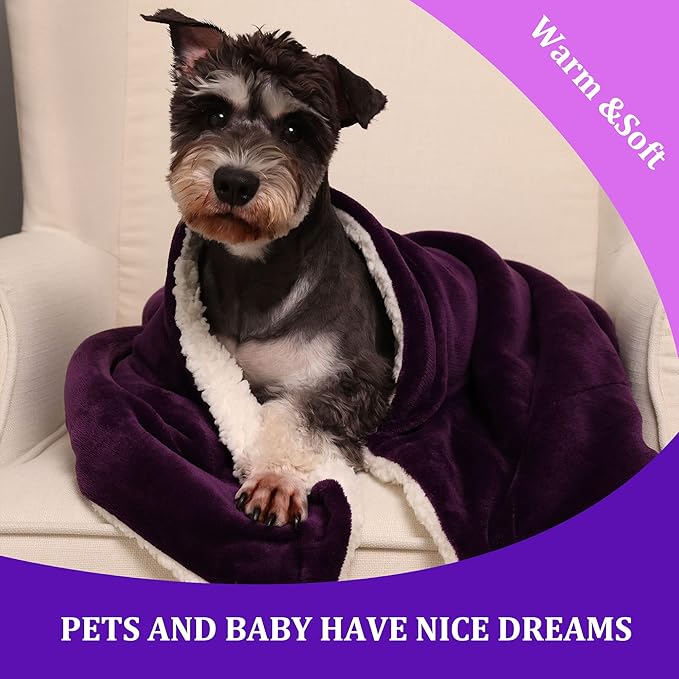 NANPIPER Baby Sherpa Blanket,Warm Toddler Throw Blanket,Soft Newborn Fleece Blanket for Winter (Purple,30x40 inches)