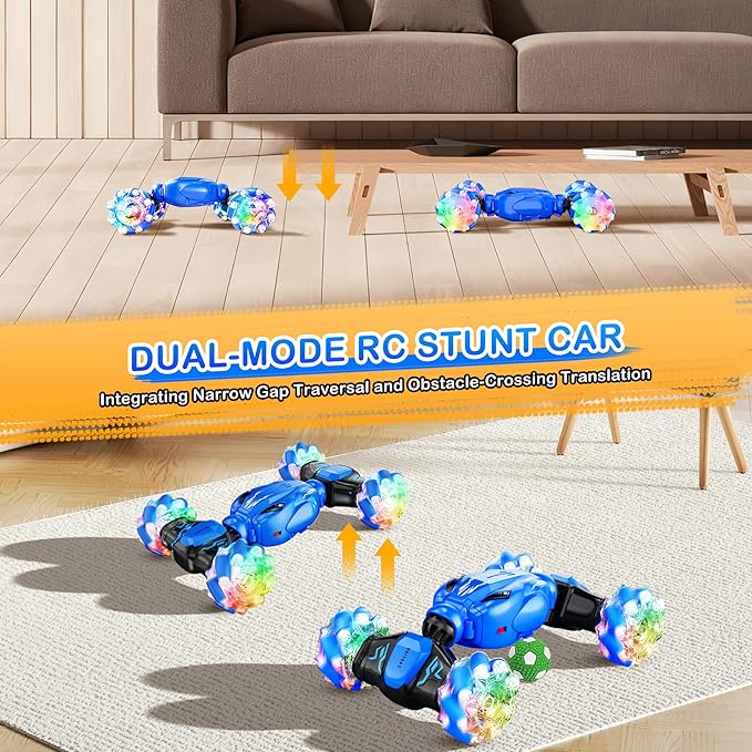 Remote Control Car for Boys 4-7 8-12, 4WD Rc Stunt Car 360° Rotate Transform,Off Road Drift with Lights,All Terrains RC Cars for Kids, Boys Girls Gifts for Age 7 8 9 10 11 12 Years Old