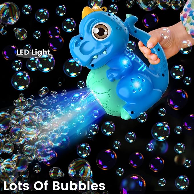 Dinosaur Bubble Machine Toys for Toddlers: Battery-Operated Bubble Maker with Bubble Solution for Kids - Perfect for Outdoor Parties, Yard Fun - Idea Kids Gift for Easter Christmas Birthday