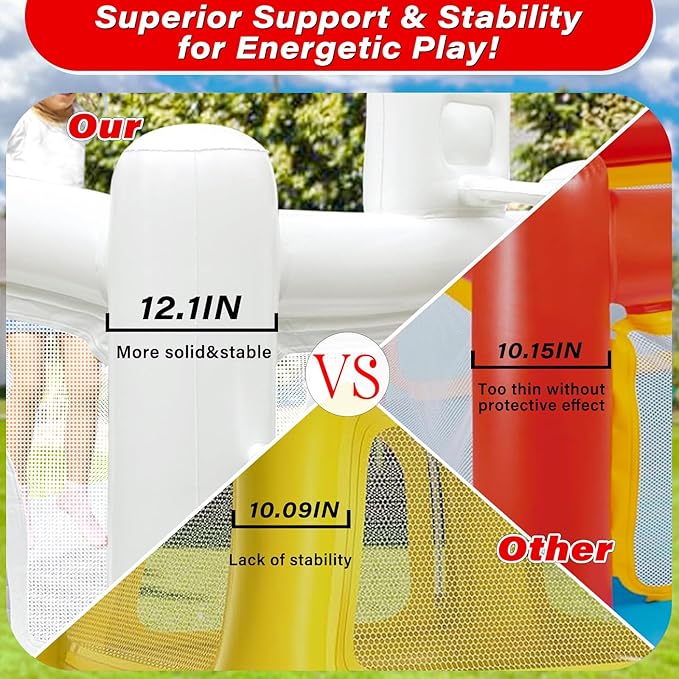 Bounce House with Ball Pit for Kids Age 3-6 Indoor Inflatable Bouncer Waterproof and Durable Material Outdoor White Bouncy Castle for 3 Toddlers with Electric Pump-Built to Last & Safety