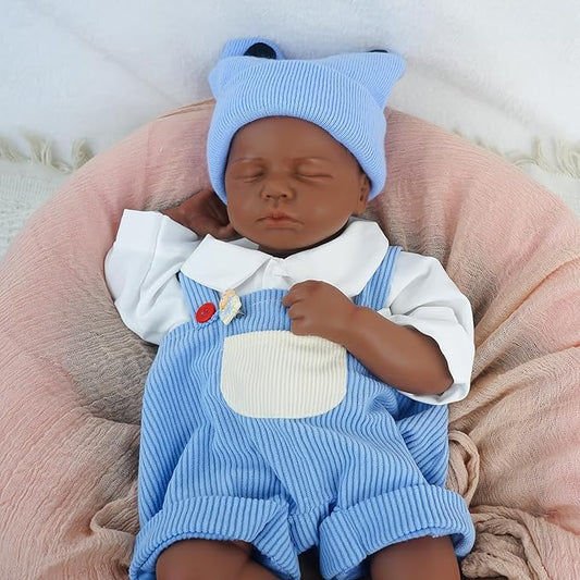 18.9 in Full Silicone Reborn Baby Dolls, 1:1 Lifelike Newborn Dolls Non Vinyl Realistic Reborn Toddler Dolls Boy Washable Sleeping Doll