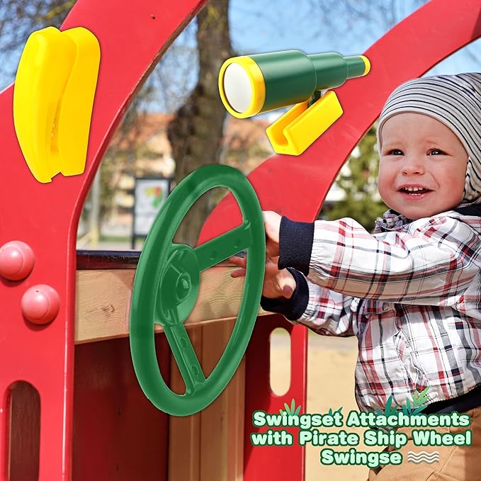 Playground Accessories Swingset Steering Wheel Plastic Telescope Telephone Swingset Phone Toy for Kids Outdoor Playground Backyard Treehouse