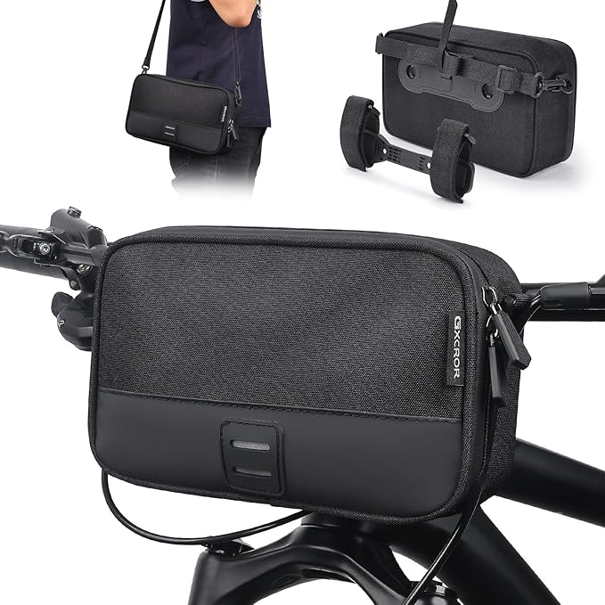 GXCROR Bike Handlebar Bag,Small Front Bike Bags with Shoulder Strap,Bicycle Bag Professional Cycling Accessories