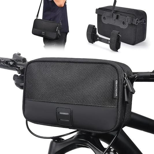 GXCROR Bike Handlebar Bag,Small Front Bike Bags with Shoulder Strap,Bicycle Bag Professional Cycling Accessories