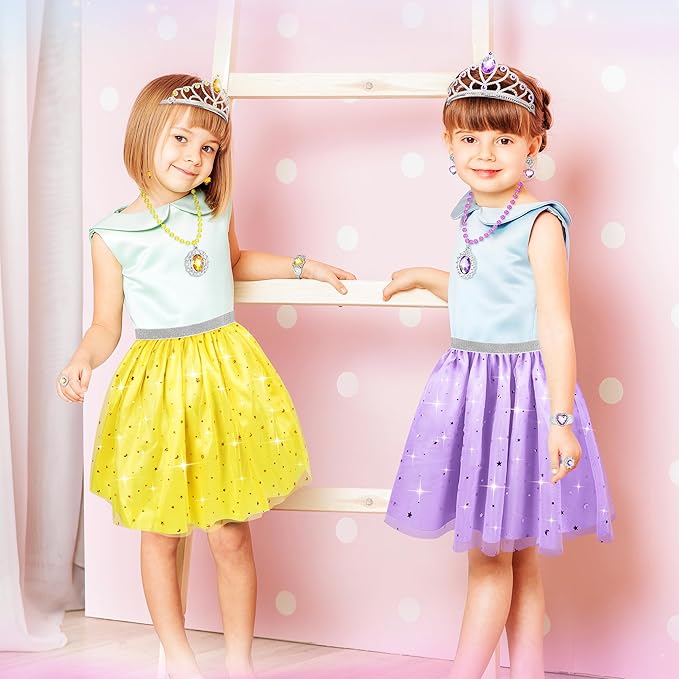 Princess Dress Up Toys & Jewelry Boutique - Costumes Set incl Skirts, Shoes, Crowns, Accessories - Ideal Girls Role Play Gift for 3 4 5 6 Year Toddler Birthday Parties Party Favors