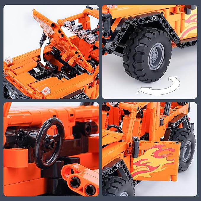 VERTOY STEM Building Car Toys for Kids Boys - Remote & APP Control Block Set, Birthday Gifts for Age 8-12 13+ Year Old, Bigger Orange Model(740+ pcs)