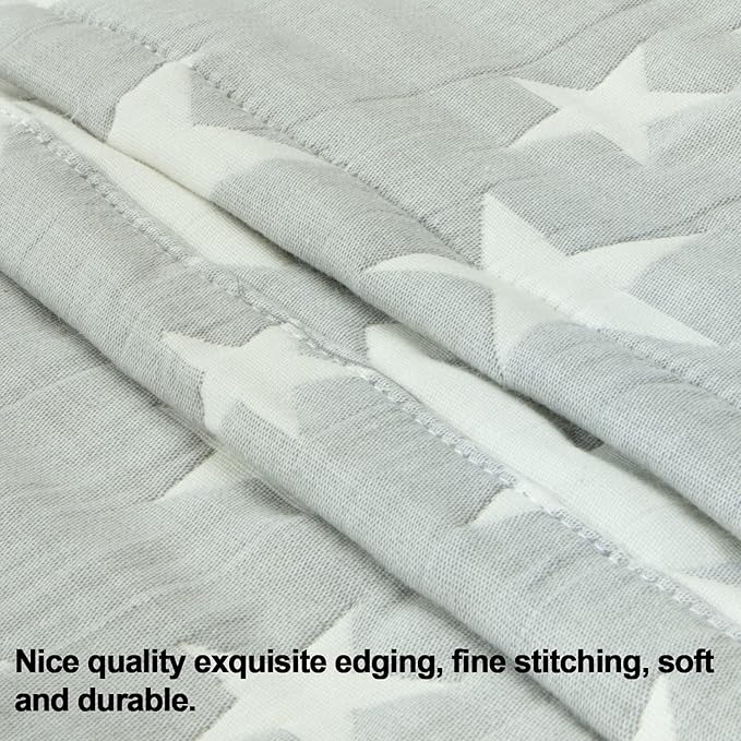 NTBAY 3 Layer Toddler Blanket, Muslin Cotton Jacquard Bed Blankets, Lightweight Thermal Baby Blanket, Super Soft and Warm Crib Blanket for All Seasons, Decoration Gift, 30"x40", Grey Star
