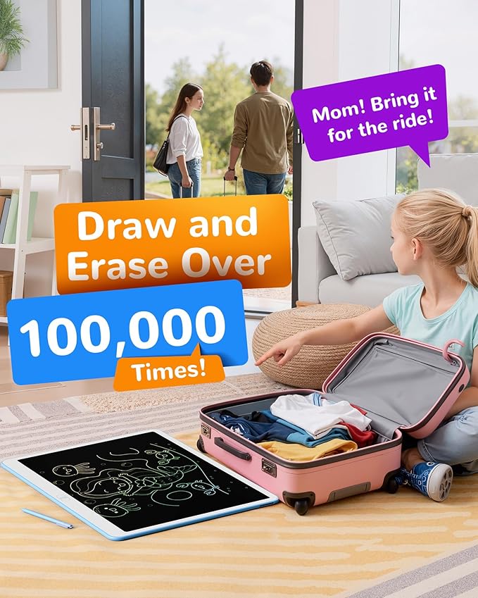 KOKODI LCD Writing Tablet, 20 Inch Colorful Toddler Doodle Board Drawing Tablet, Erasable Reusable Electronic Drawing Pads, Educational and Learning Toy for 3-6 Years Old Boy and Girls(Blue)
