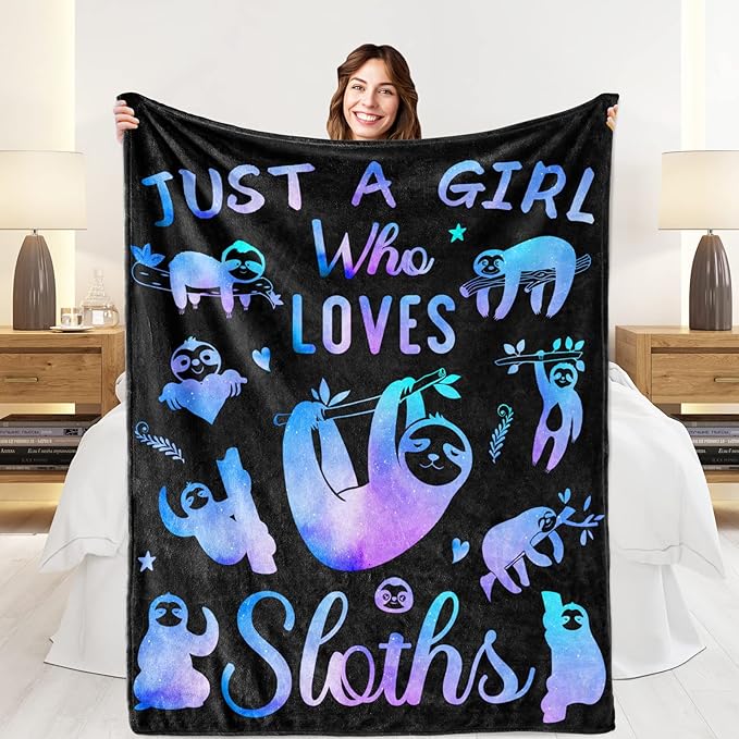 Sloth Gifts for Women Girls - Cozy Soft Sloths Throw Blanket for Men Kids Boys - Christmas Birthday Presents Sloth Stuff Decor for Bedroom Couch Sofa