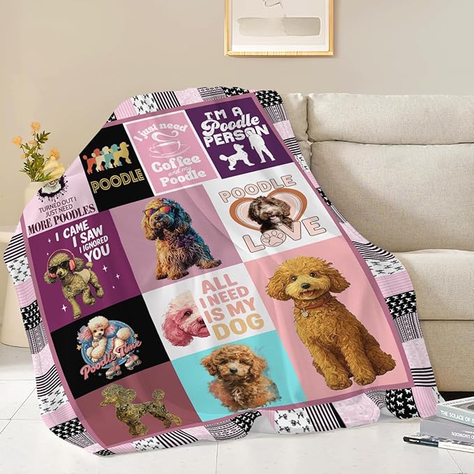 Poodle Throw Blanket Poodle Puppy Stuff Gifts for Dog Lover Kids Girls Boys Adults Women Men Soft Cozy Warm Plush Fluffy Fuzzy Fleece Blanket Decor 40''X50''