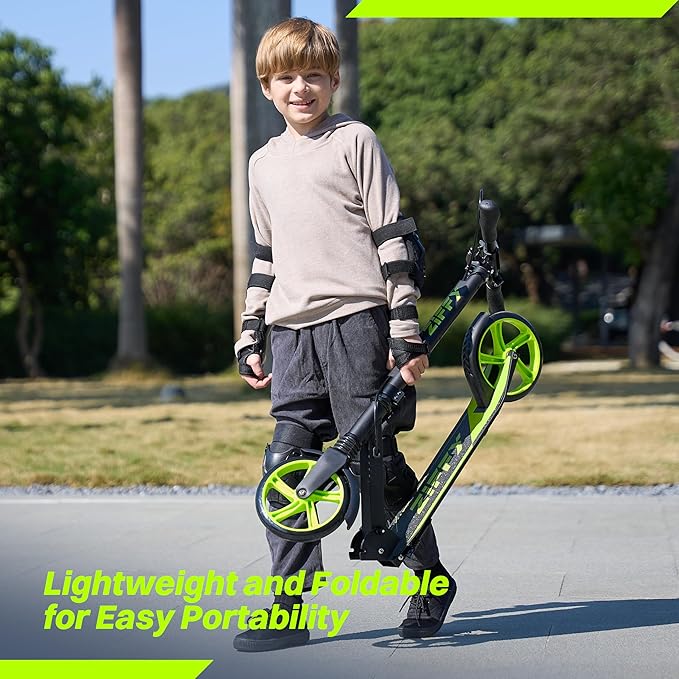 ZIFFY Scooter for Kids with Hand Brake, Foldable Kick Scooter for Ages 6-12, Lightweight Scooter for Boys with 4 Adjustable Heights, ABEC9 Bearings, Supports Up to 260 lbs by Jova