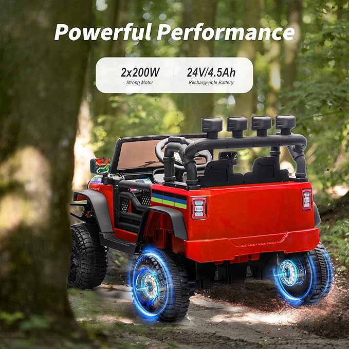 24V Kids Ride on Car, Kids Electric Vehicles Car Ride on Toy Truck for Toddlers 3-5 w/Remote Control, 400W Motor - Red