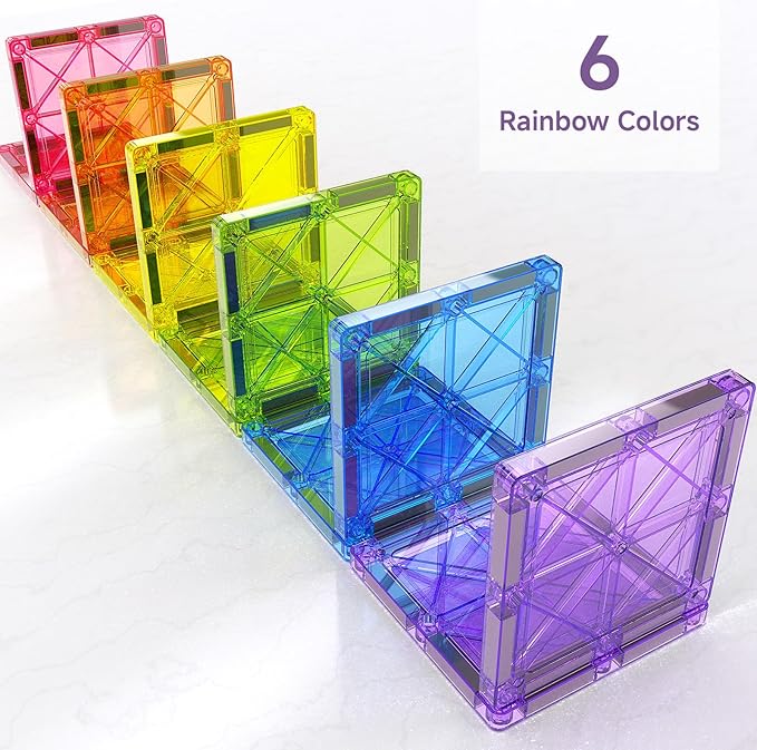 100Pcs Premium Magnetic Tiles Toys Set with Sturdy Iron Case, STEM Educational Building Blocks for Kids Ages 3-5 4-8, Montessori Sensory Toys, Creative Birthday Gifts for Toddler Boys & Girls