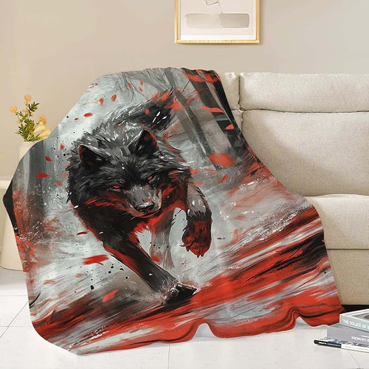 Wolf Throw Blanket Wolf Stuff Gifts for Kids Girls Boys Adults Women Man Soft Cozy Warm Plush Fluffy Fuzzy Fleece Blanket Decor 40''X50''