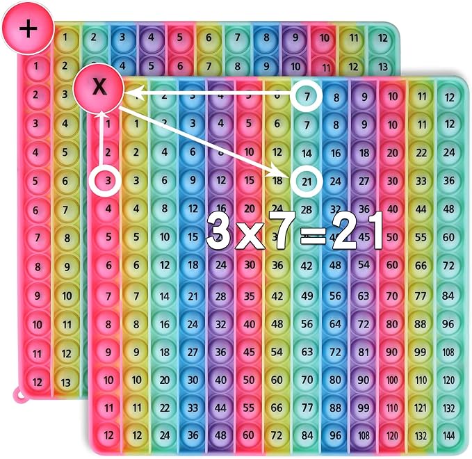 AK-SHIP Doubled Side Macaron Multiplication Game and Addition Numbers POP Fidget Math Toys, Create Various Math Operations, Stress Relief Fidget Learning Game Fidget Math Toys （1 Piece）