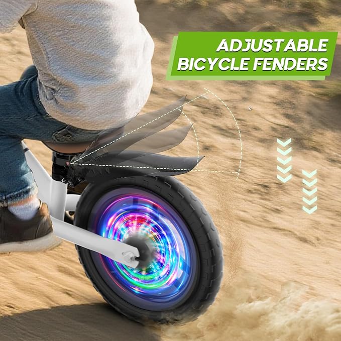 Toddler Balance Bike for 2-5 Year Old,Kids Balance Bike with Fender,Kids Bicycle for 2 3 4 5 Years Old Boy Girl Birthday Christmas Toy Gift,Adjustable Seat/Handlebar,Flat-Free LED Tires,10Min Assembly