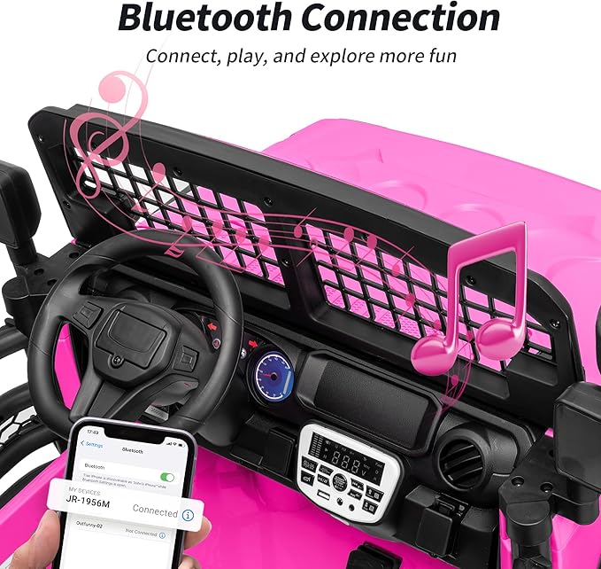 2 Seater Ride on Car Toy, 12V Electric Car for Kids 4-8 with Remote Control, Capacity 110 lb, LED Light - Pink