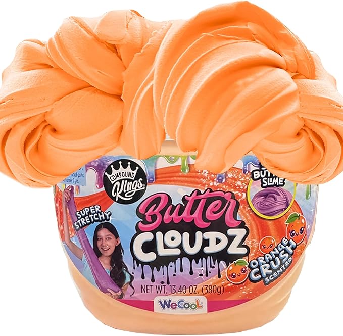Compound Kings Fluffy Butter Cloudz Scented Large Slime Bucket for Kids – Soft, Squishy, Non-Toxic Sensory Toy | Orange Crush Slime Gift