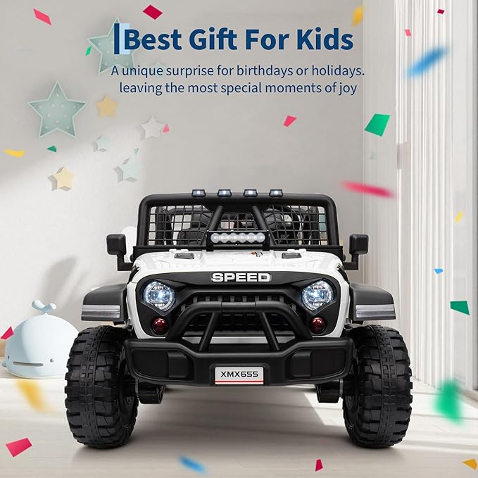 24V 2 Seater Kids Electric Truck with Parent Remote Control, 4WD Ride on Car for Toddlers & Kids 4-8, 100Min Battery, Dual Motor, All Terrain Electric Vehicle Gift for Boys Girls