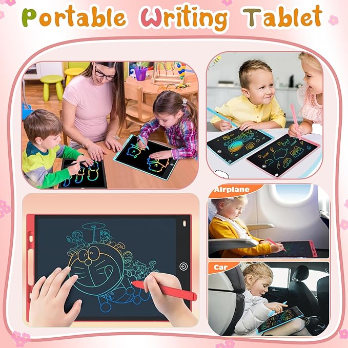 4 Pack LCD Writing Tablets for Kids, 8.5 Inch, Toddler Toys Colorful Doodle Board Birthday Gifts for Ages 3-8 Boys Girls Drawing Tablet for Learning and Education (Blue Pink Red Black)