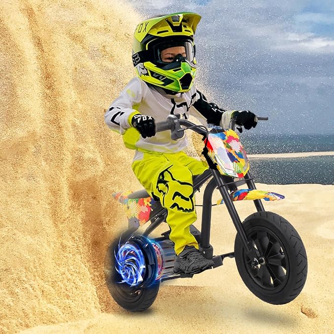 Electric Dirt Bike, 24V 250W Electric Dirt Bike for Adults, Electric Dirt Bikes with Up to 9.32-13 MPH & 6.84-9.32 Miles Long-Range, Electric Toddler Motorcycle for Kids Boys Girls Gift, Ages 5-12